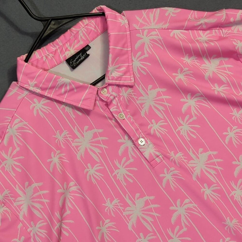 Sunday Swagger Polo Shirt Men's 3XL Pink Stylin' Performance Stretch Golf Casual
